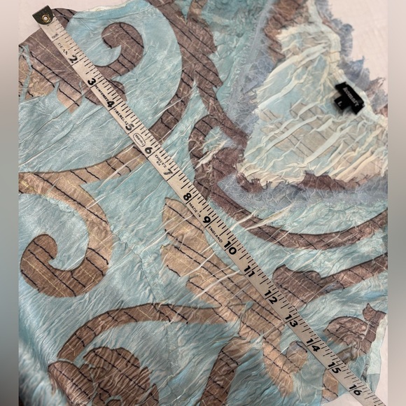 KOMAROV Blue and Gold Print Midi Dress Size Large - Picture 8 of 8